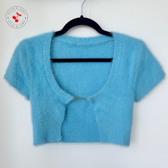Jacquemus La Maille Neve Cropped Sweater in Baby Blue - Picture 1 of 5